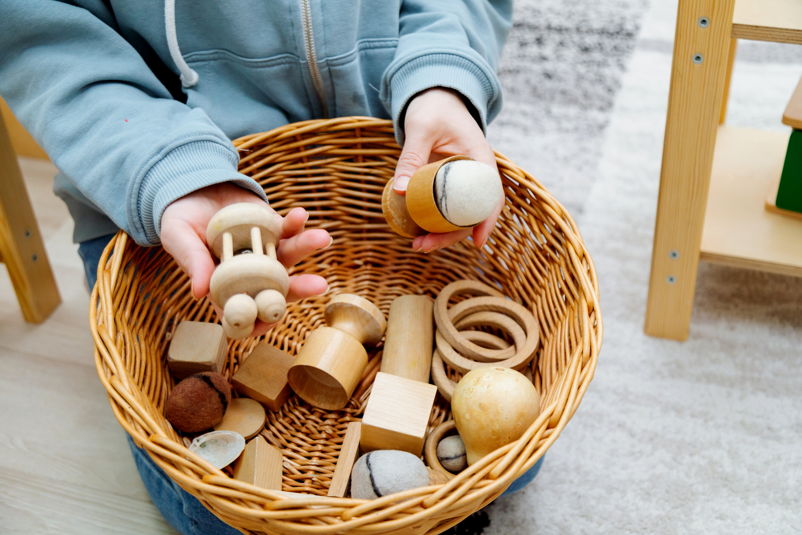 Close up of montessori toys